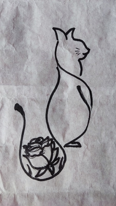 Kat met roos